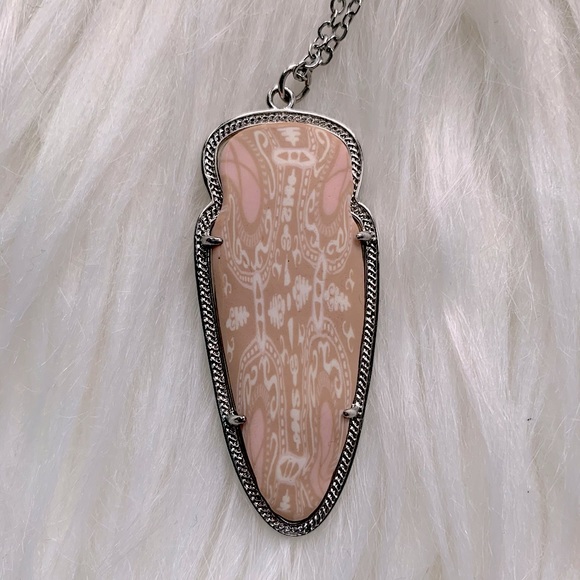 Silver Long Layering Statement Necklace with Clay Reversible Arrowhead Charm - Picture 3 of 4